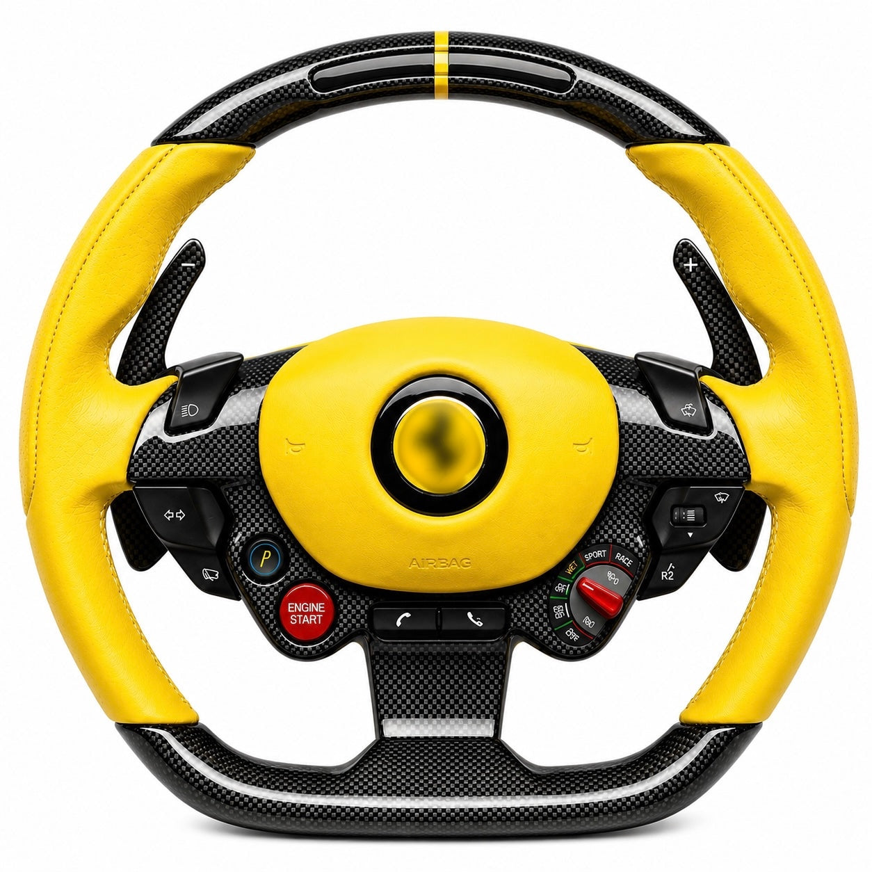 Custom Leather Steering Wheel With Led Display For Ferrari 812