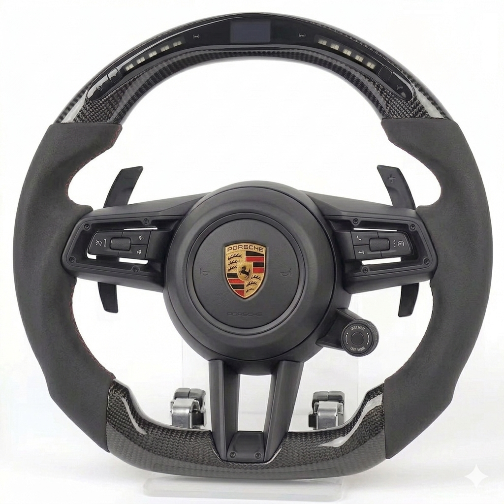 2019+ Porsche - Carbon Fiber Steering With Alcantara
