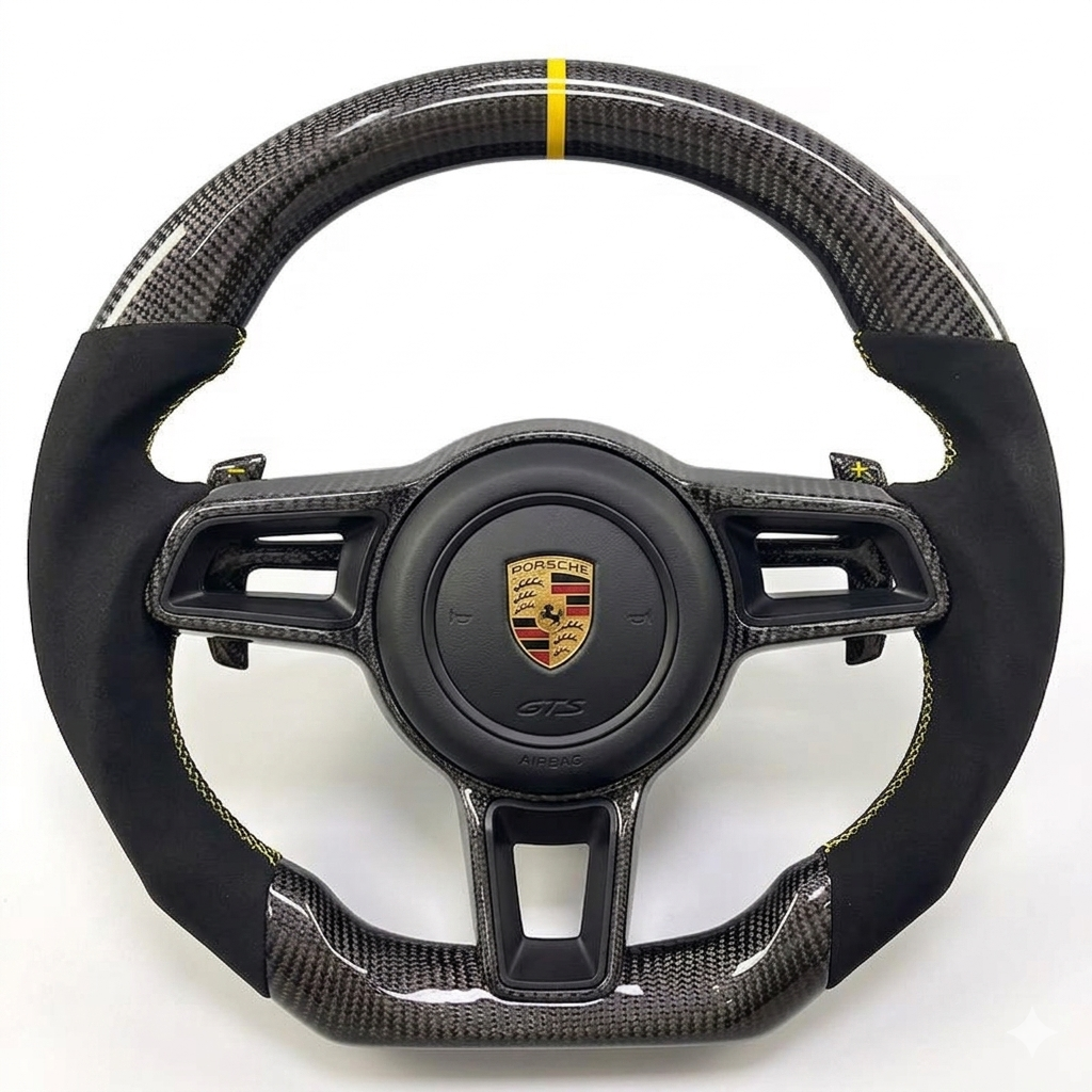 2018+ Porsche - Carbon Fiber Steering Wheel With Alcantara