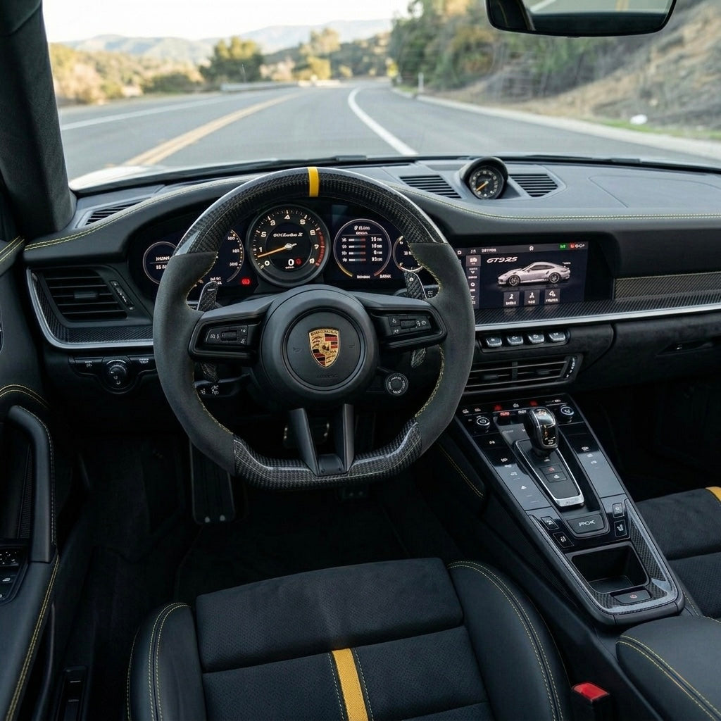 2018+ Porsche - Carbon Fiber Steering Wheel With Alcantara